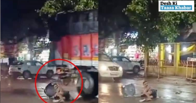 Man Sits in the Middle of the Street in Front of a Police Station, Gets Hit by Truck—Video Goes Viral