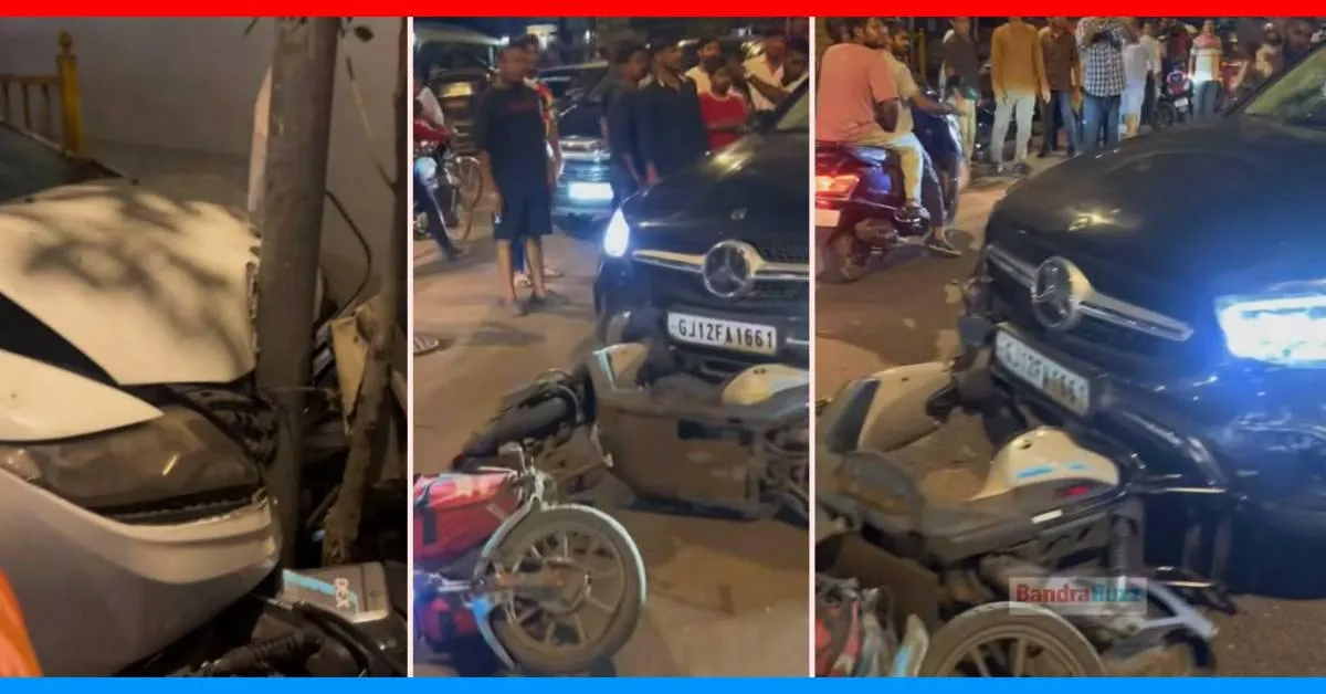 Viral video: Mercedes Benz GLC Hits Scooters in Bandra, Driver Tries to Escape